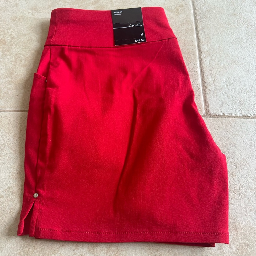 BNWT INC dress shorts.  Beautiful bright ted color.